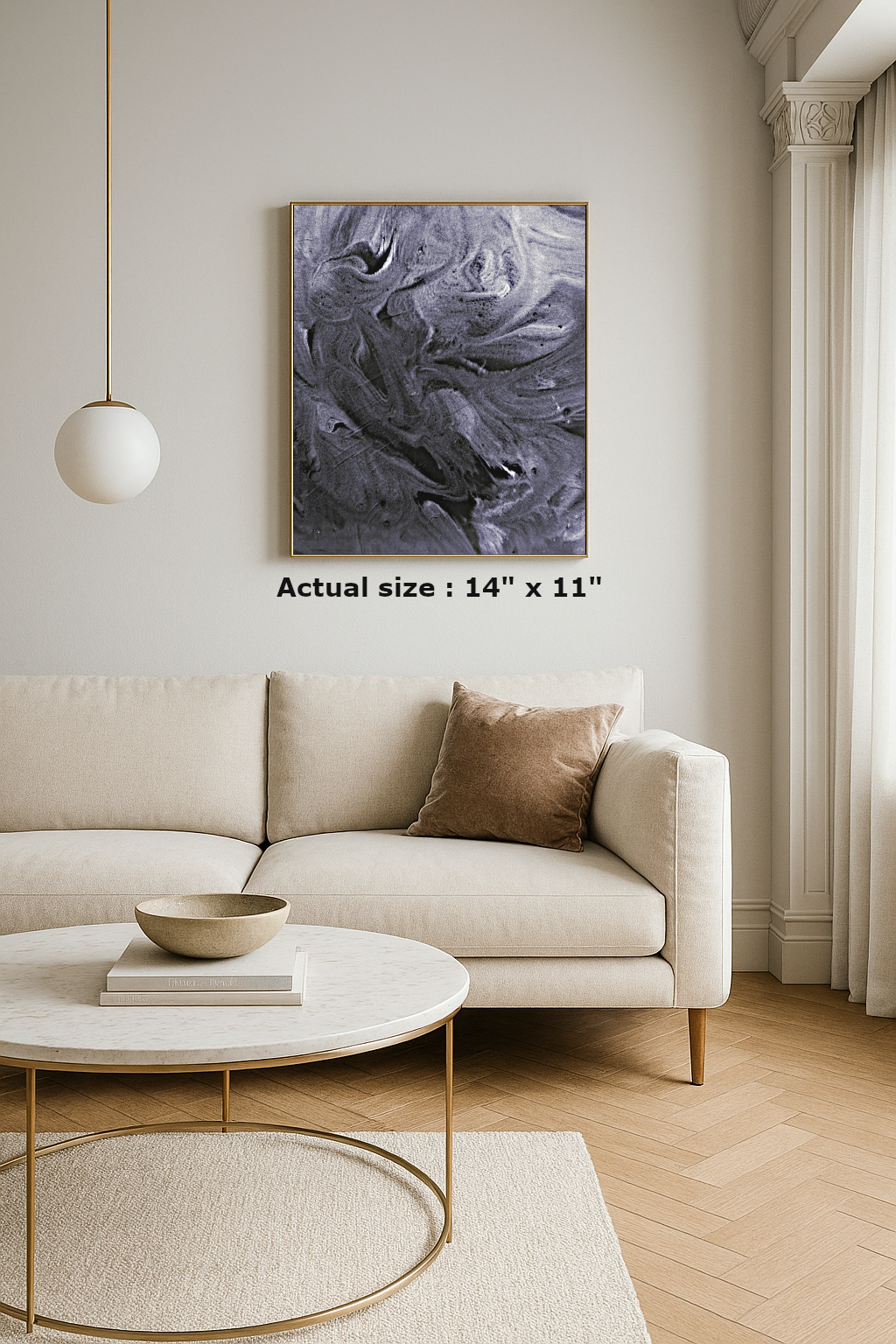 Black abstract epoxy and resin painting with smoky textures and elegant swirls