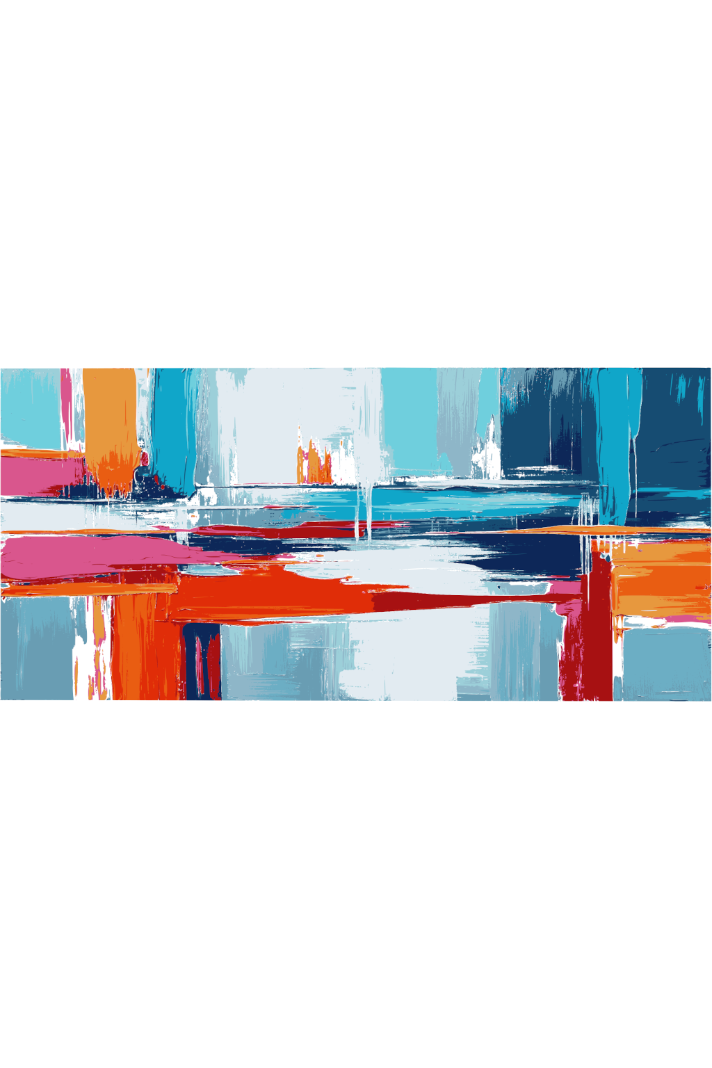 Abstract painting with colorful brush strokes on a white background